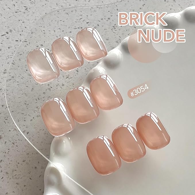 GAOY Nude Jelly Gel Nail Polish, 16ml Sheer Translucent Netural Soak Off Gel Polish, UV Light Cure for Nail Art DIY at Home, 3054 Brick Nude