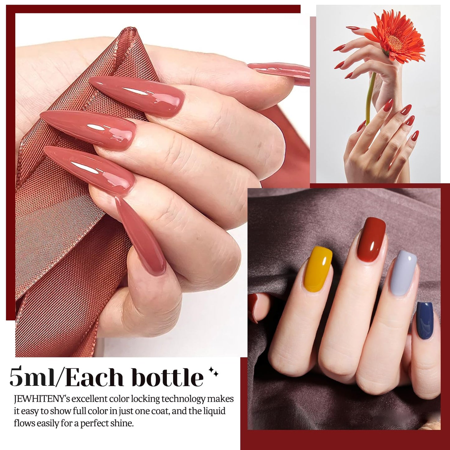 JEWHITENY 30pcs Gel Nail Polish Kit With 27 Colors + Matte Top Coat, Base Coat And Top Coat Polish Set For Manicure Nail Art Salon/Home Starter (Packaging May Vary)
