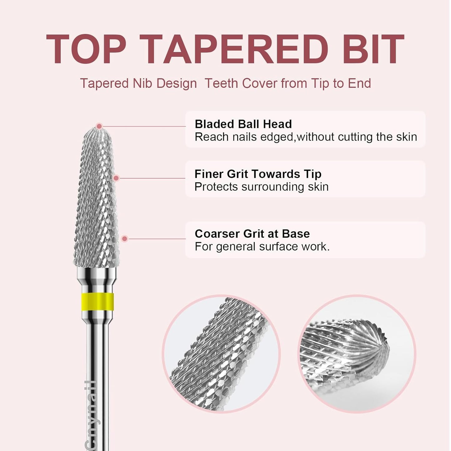 3/32" Clean Cone Bits Extra Fine Grit Carbide Cuticle Cleaner Bit for Electric Nail Drills – Professional Manicure Tool for Nail Salons and Home Use (XF Grit. Silver)