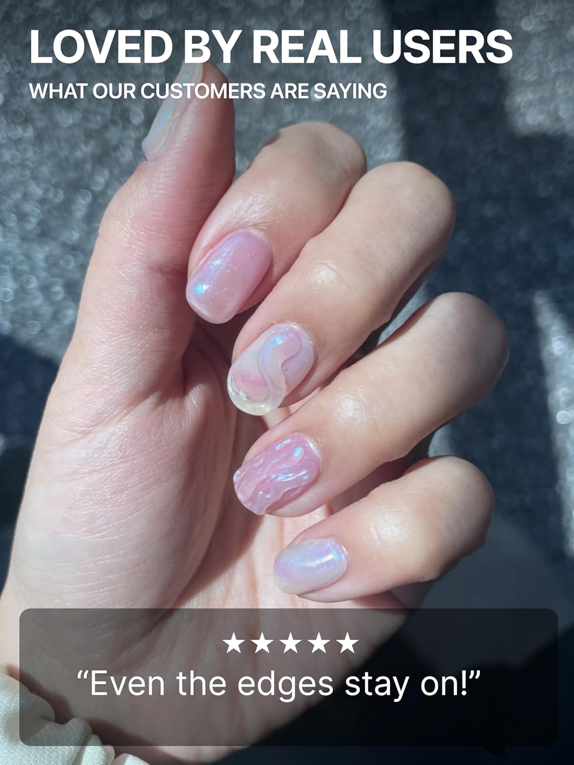 UUUUUU Semi Cured Gel Nail Strips | Salon-Quality | UV Free Gel Nail Wraps for Women | Easy Peel&Stick | Long-Lasting up to 14 Days | 28 Strips Set+File & Wipes | Gift-Ready (Cotton Candy)