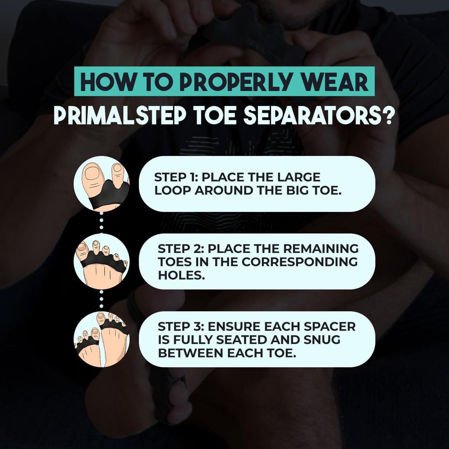 PrimalStep Toe Separators, Spreaders, Spacers, Straightener to Correct Toes for Men and Women, Bunion Corrector, Foot Pain, Plantar Fasciitis, Over 50% Thicker, Large
