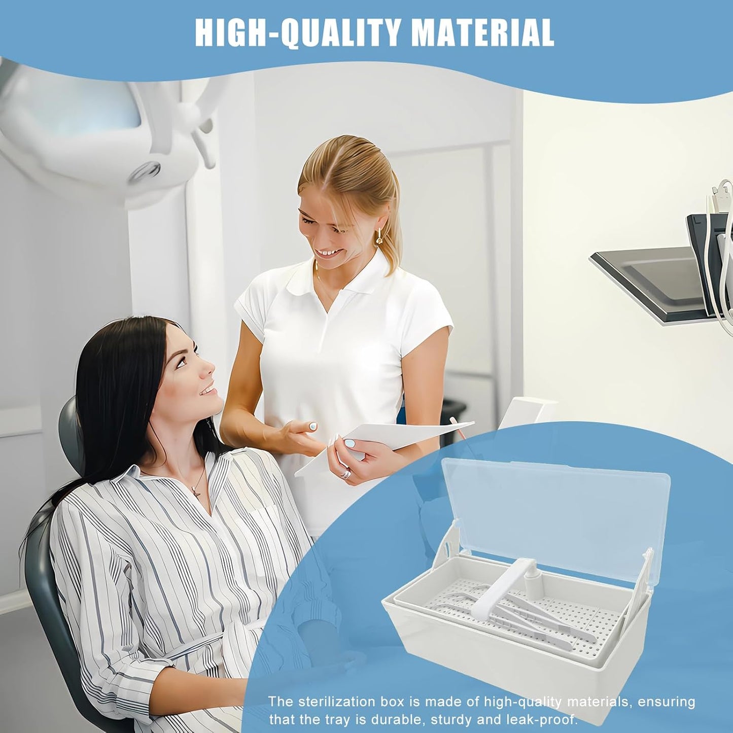 TTKBHHQ-Dental Instrument Sterilization Box, Cold Sterilization Tray Depository for Plastic Instruments for Dentistry, Dental Tools, Tattooing, and Nail Care. (white)