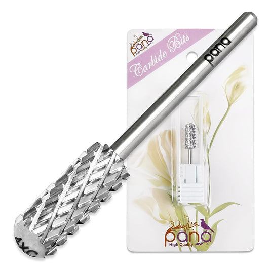 PANA 3/32" Small Smooth Round Top Safety Carbide Nail Drill Bit for Gel Polish & Acrylic Removal Nail Salon Manicure Pedicure Electric File Tools (Small Barrel - Silver, 4X Coarse)