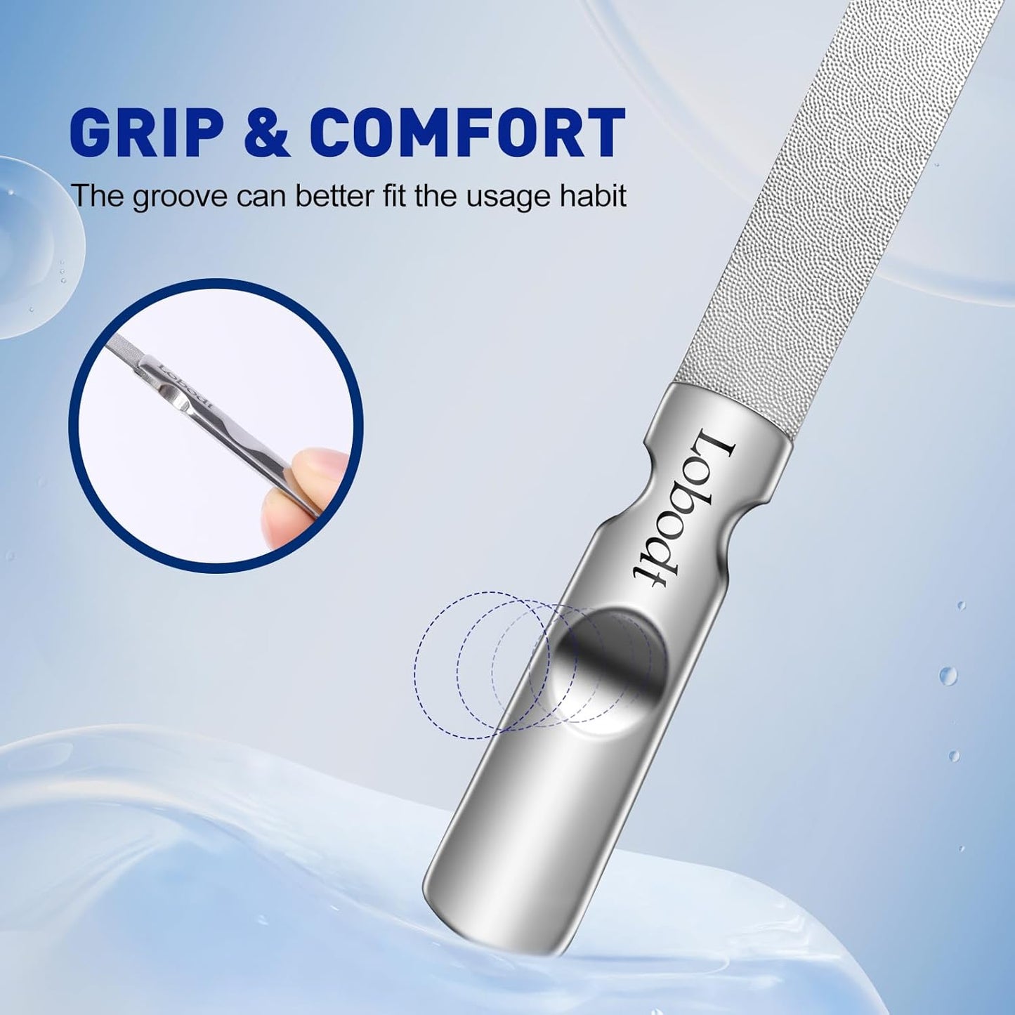 Stainless Steel Nail File with Anti-Slip Handle and Leather Case, Double Sided and Files Nails Easily for Men and Woman,Great for Home Salon or Travel Use (2 PCS Metal)