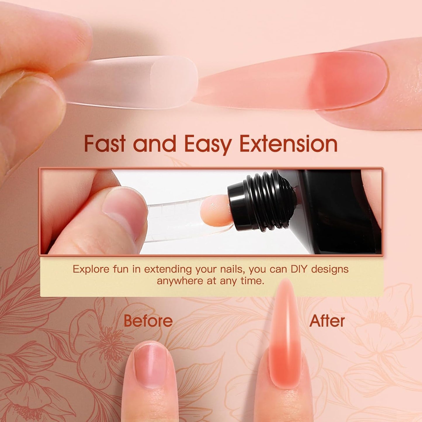 ROSALIND 2 oz Nude Poly Nail Gel, Fall Poly Extension Orange Gel Poly Builder Nude Nail Quick Building Acrylic Nails Poly Extension Gel Poly Thickening Nail Art Design Natural