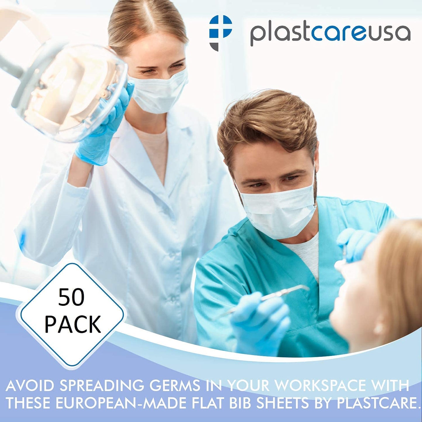 PlastCare USA Disposable Dental Bibs 13"x18" - 3 Ply Waterproof Tattoo Bib Sheet for Patients - Dentist or Medical Tray Cover and Nail Table Cover Supplies, Purple