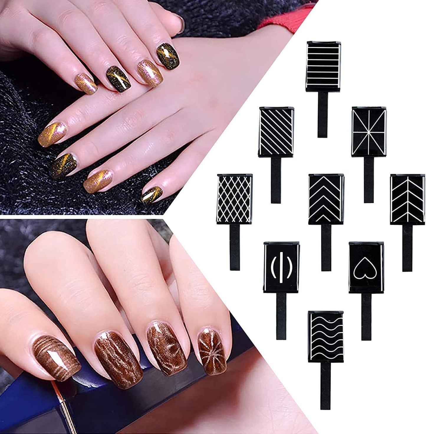 Ideal Swan Magnet Nail Art Polish Tool Set, Cat Eye Gel Polish 3d Gel Nails Cat Eye Plastic Tool, Magnetic Cat Eye for Salon Studio Home Manicure (15 Piece Set)