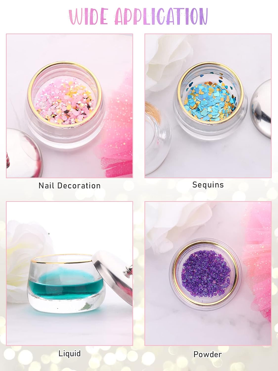 TOROKOM 2Pcs Dappen Dish Glass Monomer Dish with Lid for Acrylic Nails Small Clear Nail Cup Containers for Liquid Powder Damping Dapping Dish Holder Supplies