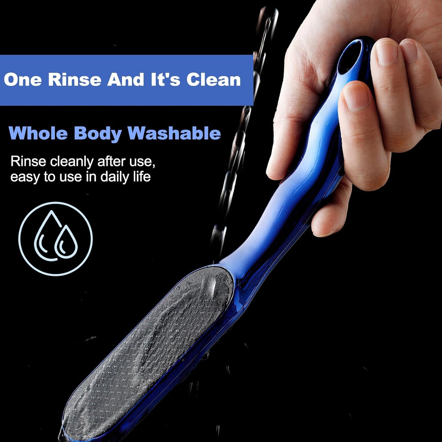 Veinsgrain Foot File, Veins Grain Foot File, Professional Foot Care Tools, Nano Glass Foot File with Non-Slip Ergonomic Handle Feet Massage Tool (Blue)