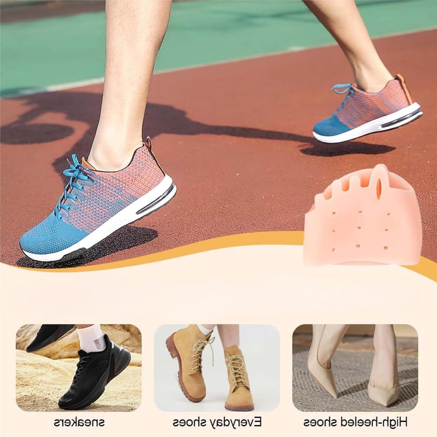 Silicone Toe Separator, Women's Toe Spacer, 2025 New Silicone Toe Spacer, Toe Separator for Overlapping Toes Foot Corrector, Toe Separator for Women and Men(White)