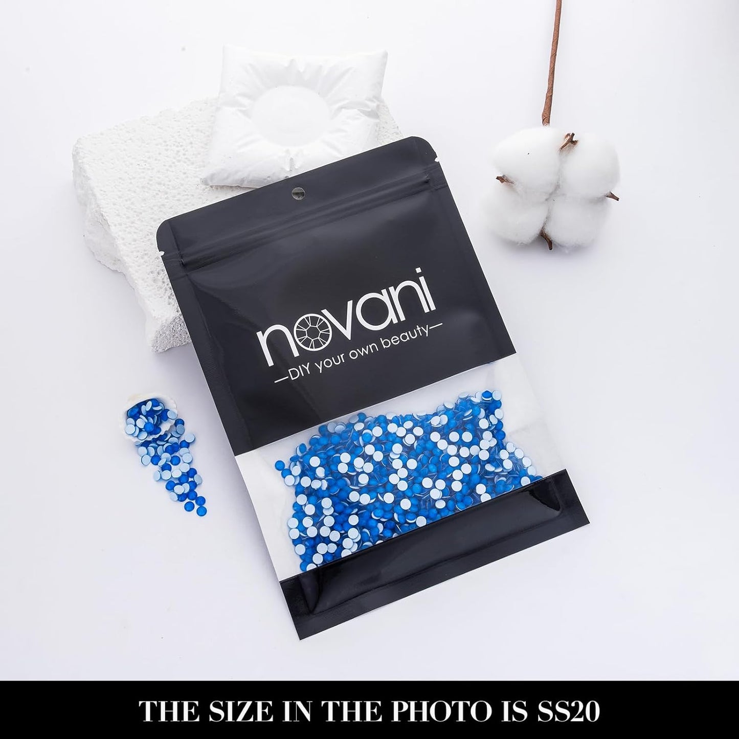 Novani 3000 Pieces Flatback Rhinestones Glass Round Gems Neon-Blue Crystals for Nail Art DIY Crafts Clothes Shoes,SS20,4.6-4.8mm