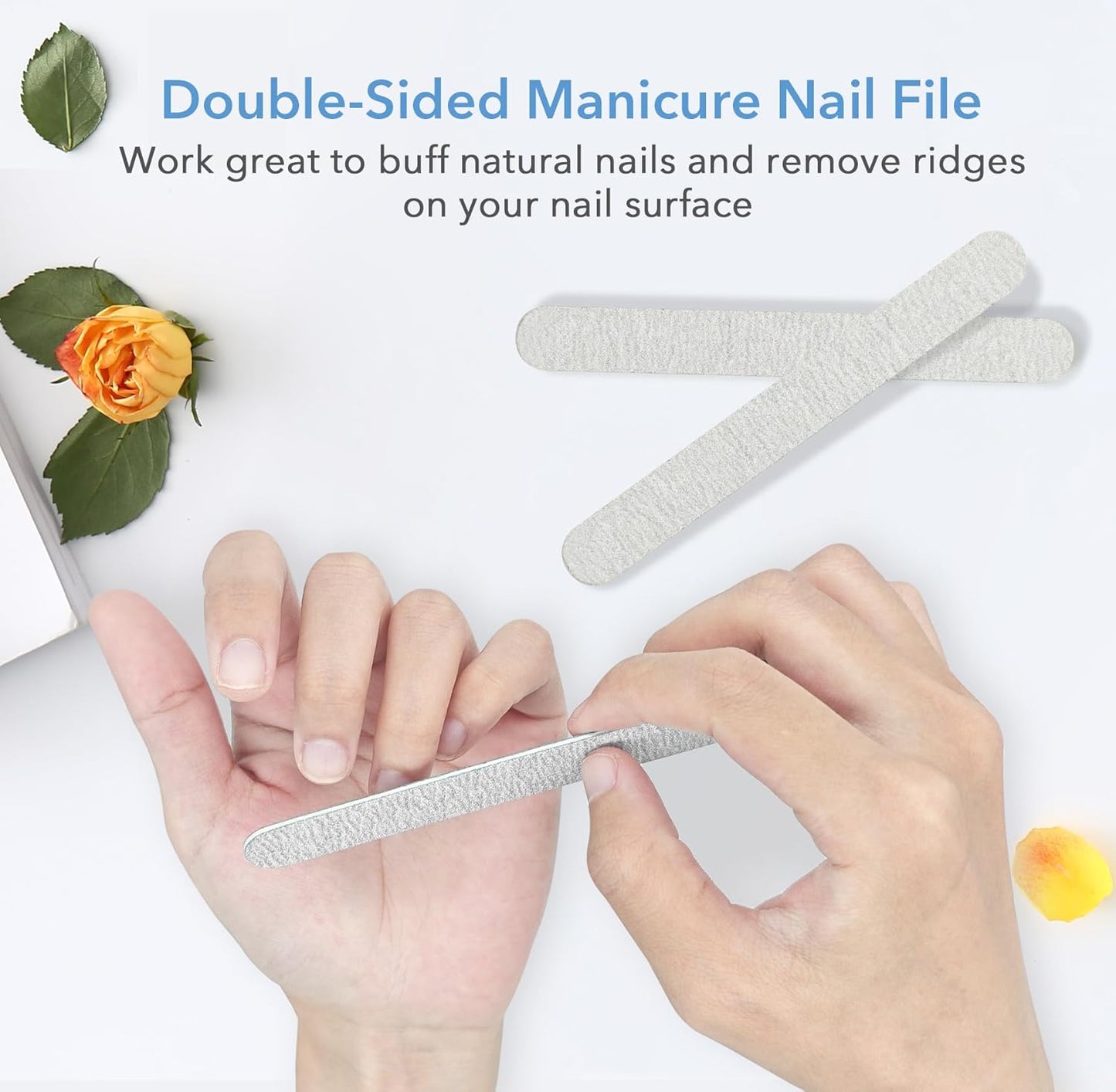 Nail Files, 50 PCS Fingernail Files 80/100 Grit Double Sided Emery Boards for Natural Nails - Professional Nail File Bulk Washable Manicure Tool Travel Size
