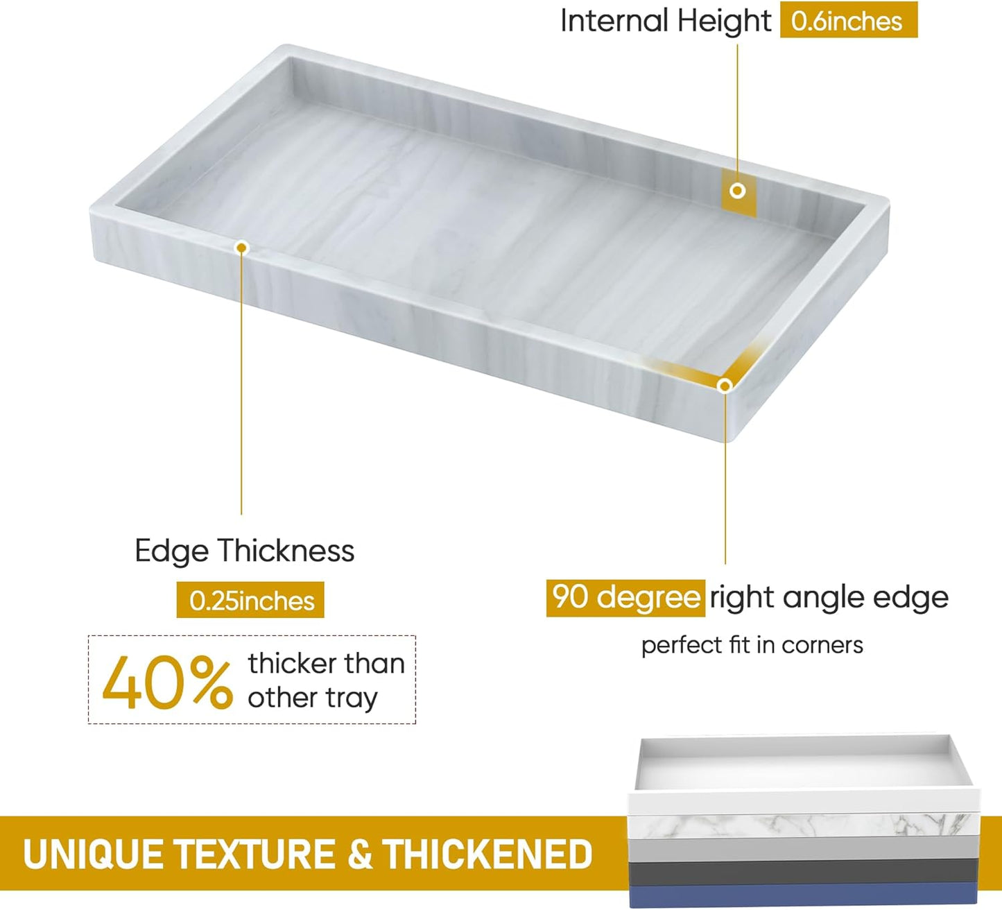 Silicone Bathroom Tray,Shatterproof Silicone Tray for Bathroom Counter,Small Vanity Tray for Bathroom Soap Dispenser Tray Toilet Tank-7.8 * 3.9in
