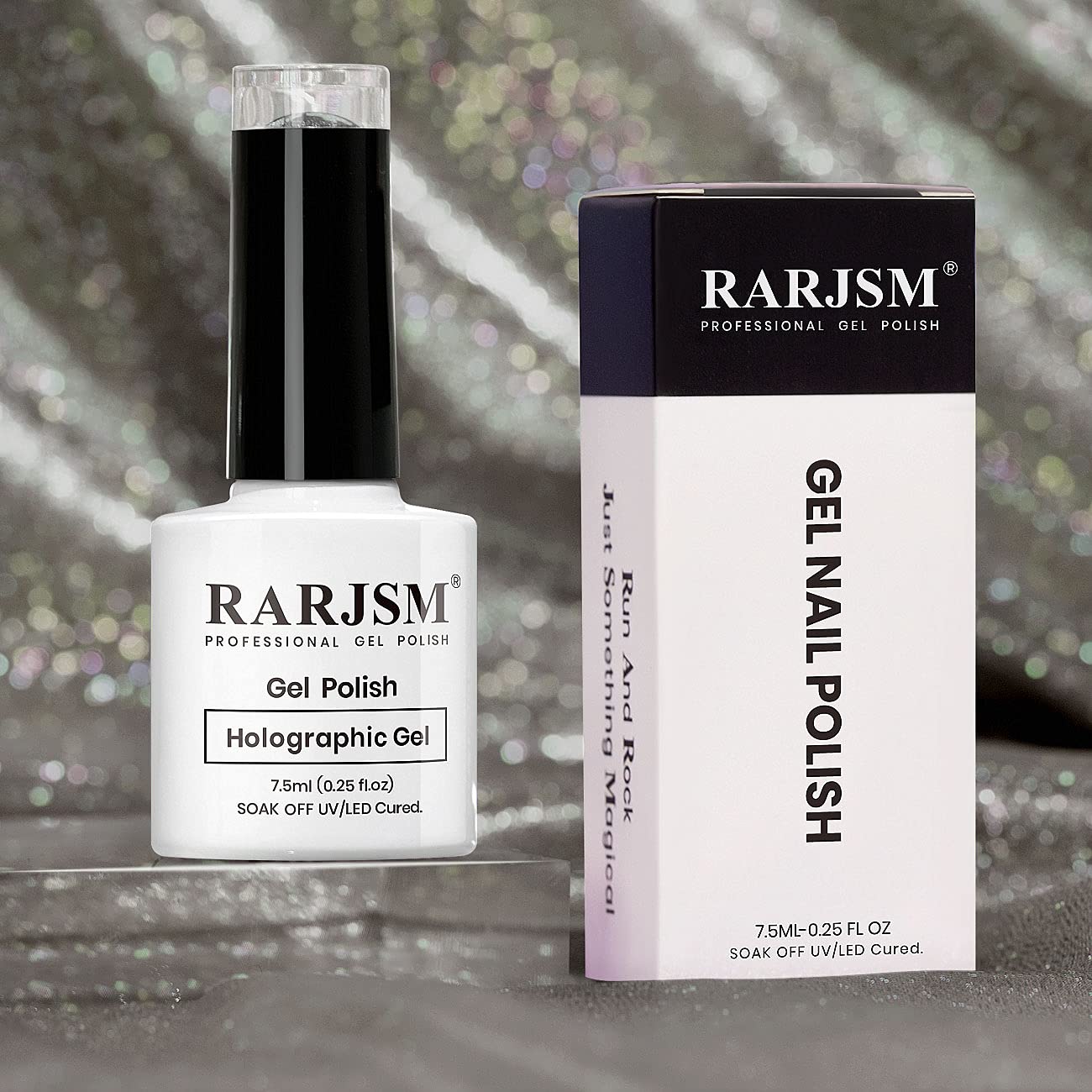 RARJSM Holographic Gel Nail Polish Grey Gorgeous Glossy Soak off Nail Gel with Glitter Mermaid Unicorn Effect Curing Required for Nail Art Design Manicure Salon DIY at Home