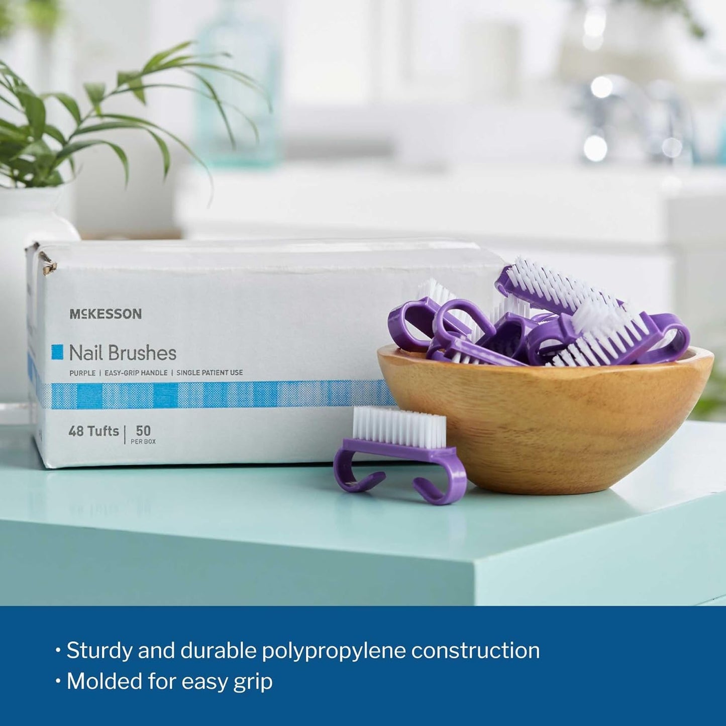 McKesson Nail Brush, Easy Grip Handle, Single Use/Disposable, Purple, 50 Count