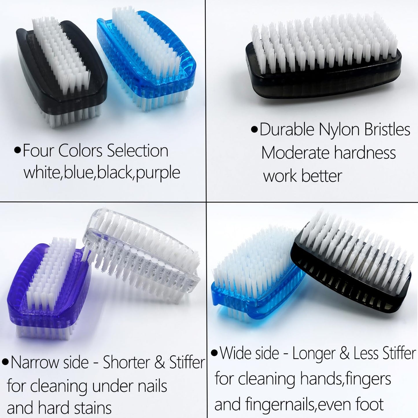 Nail Brush for Cleaning Fingernails Two Sided Fingernail Scrub Brush Soft Stiff Nylon Bristles Scrubber Brush for Hand and Under Nails,4 Pack