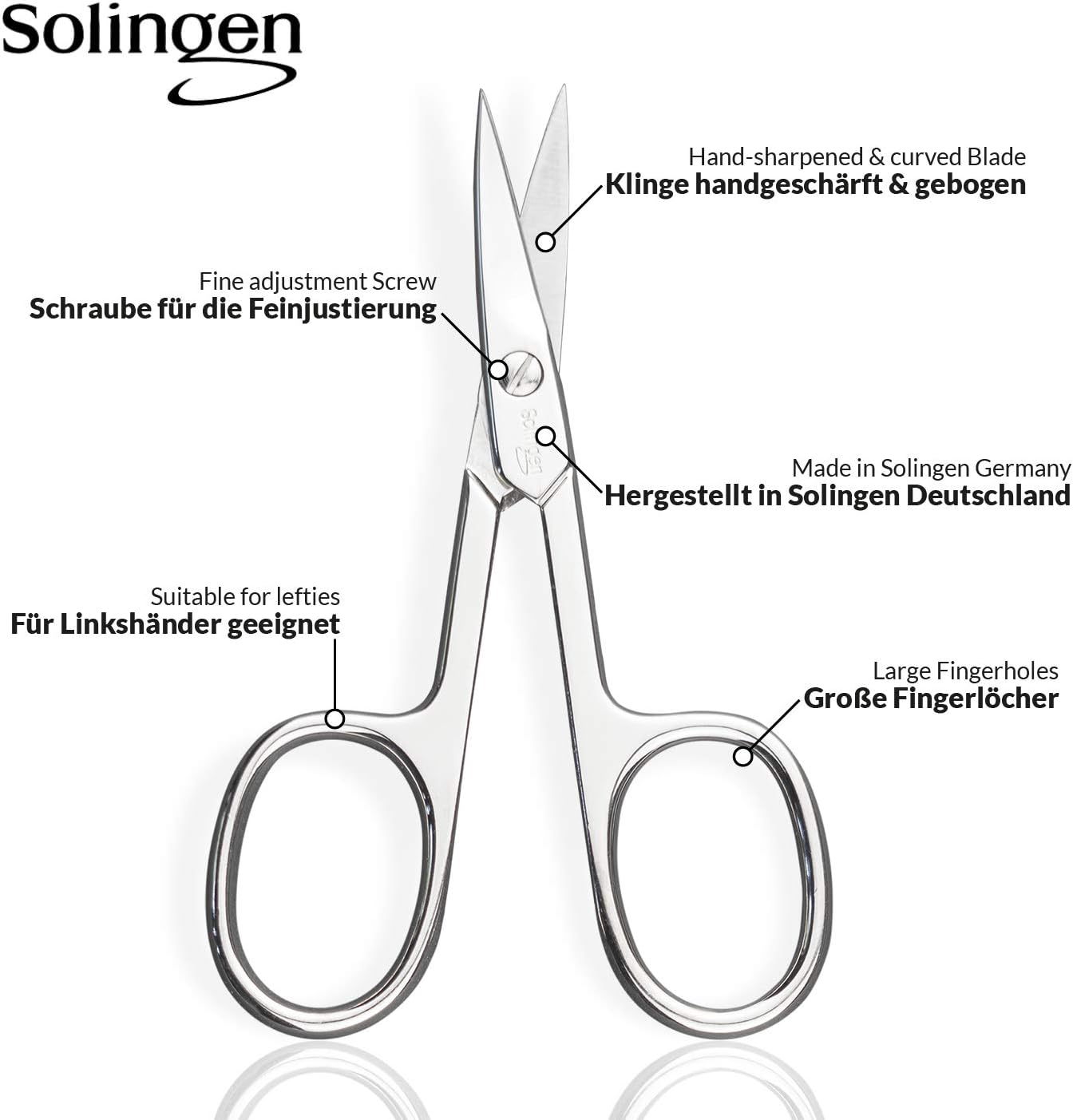 Solingen Nail Scissors Curved Blade – Precision German Steel for Fingernails & Toenails, Manicure & Pedicure, Extra Sharp with Stylish Storage Case