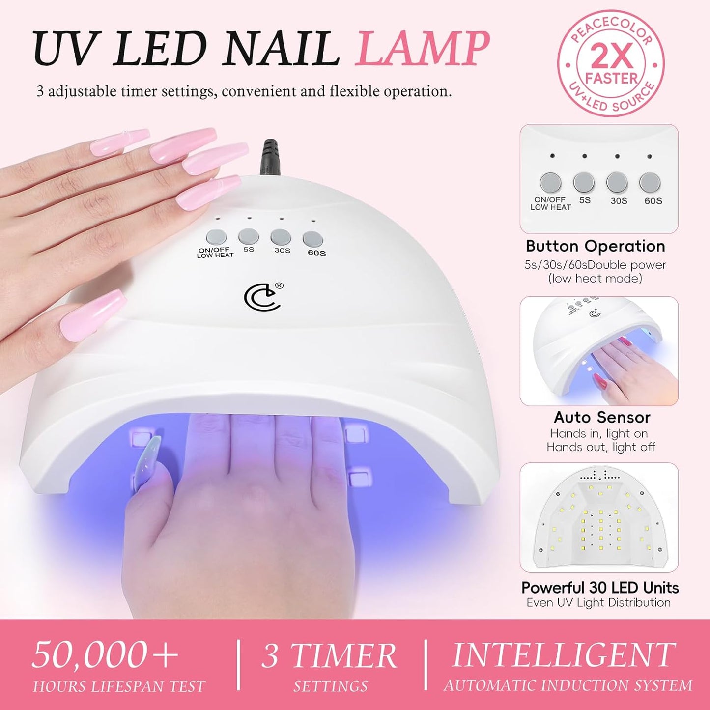 Peacecolor Acrylic Nail Kit for Beginners with Everything,Professional Nail Kit Acrylic Set with Drill U V Light 21Pc Glitter Powder Gel Polish Decorations Gel Nail Gift Set for Home Salon