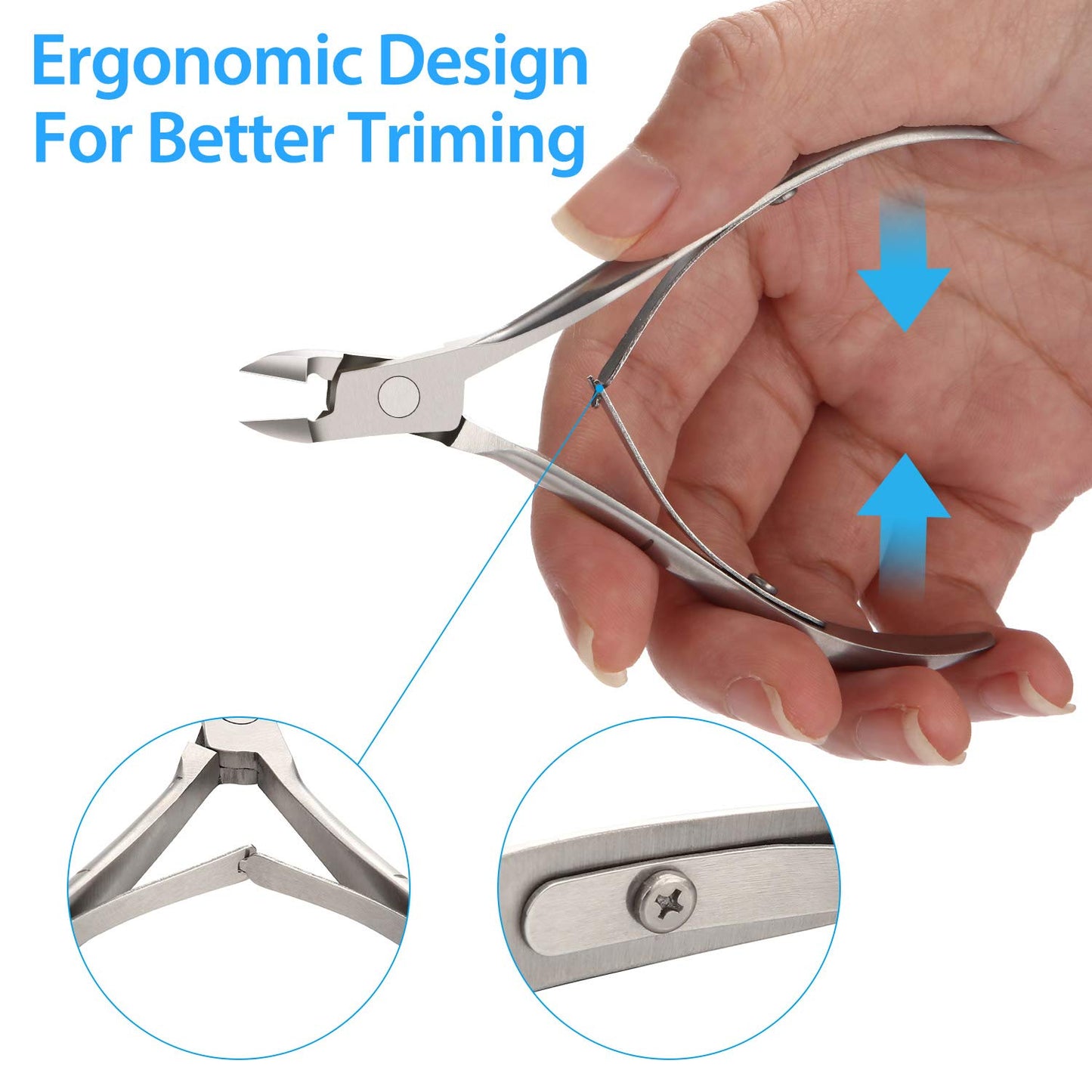 Mudder 3 Packs Cuticle Nippers Cutter Tool Stainless Steel Nail Cuticle Trimmer Remover with Pointed Blade Scissors Pedicure Manicure Tool for Fingernails Nails Care and Toenails(Silver)