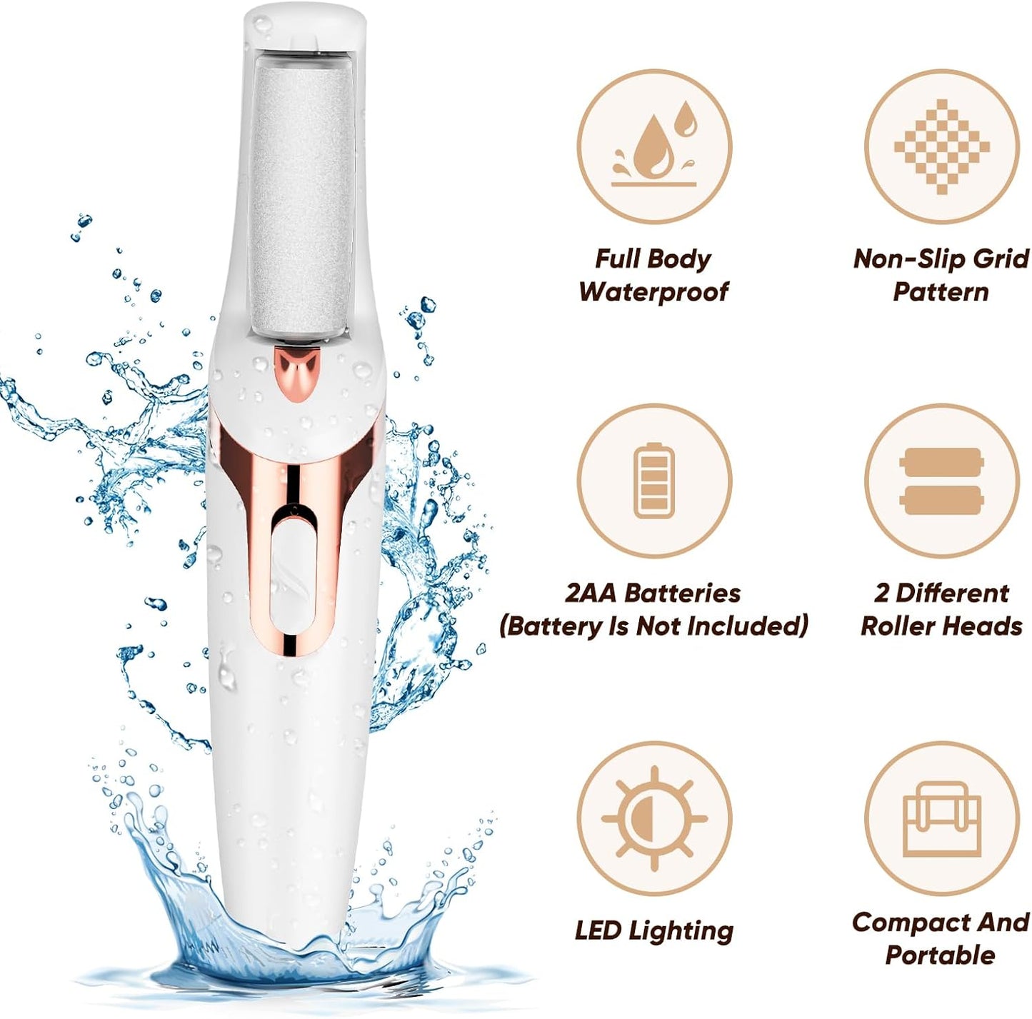 Electric Foot Callus Remover, Electronic Foot File, Portable Electric Callus Remover for Feet, Pedicure Tools for Dead Skin Calluses (White)