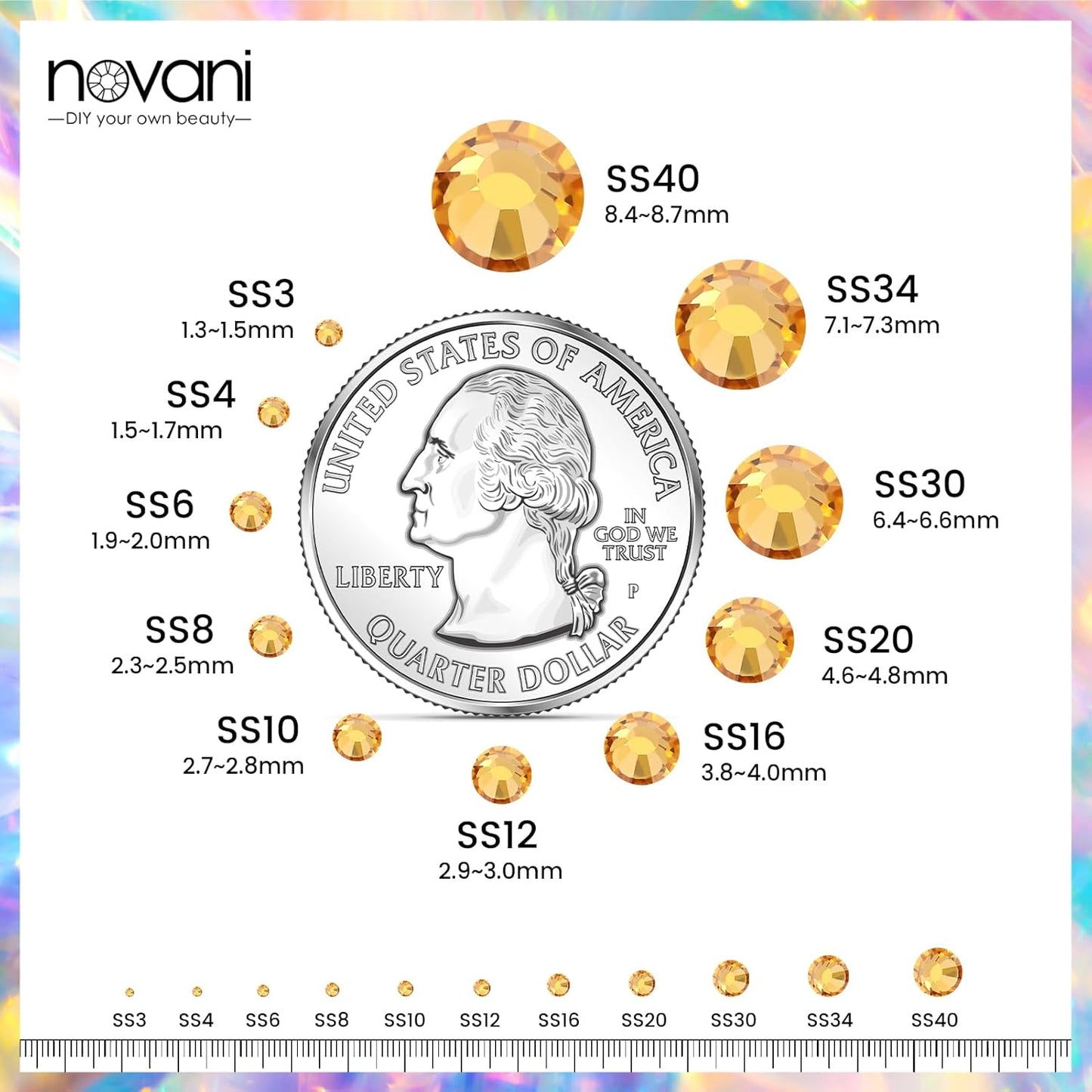 Gold Yellow Rhinestones Flatback Rhinestone for Crafts Glass Nail Rhinestones Nail Gems Crystals for Makeup Bags Shoes Decoration DIY(SS30,288pcs,Gold Yellow)