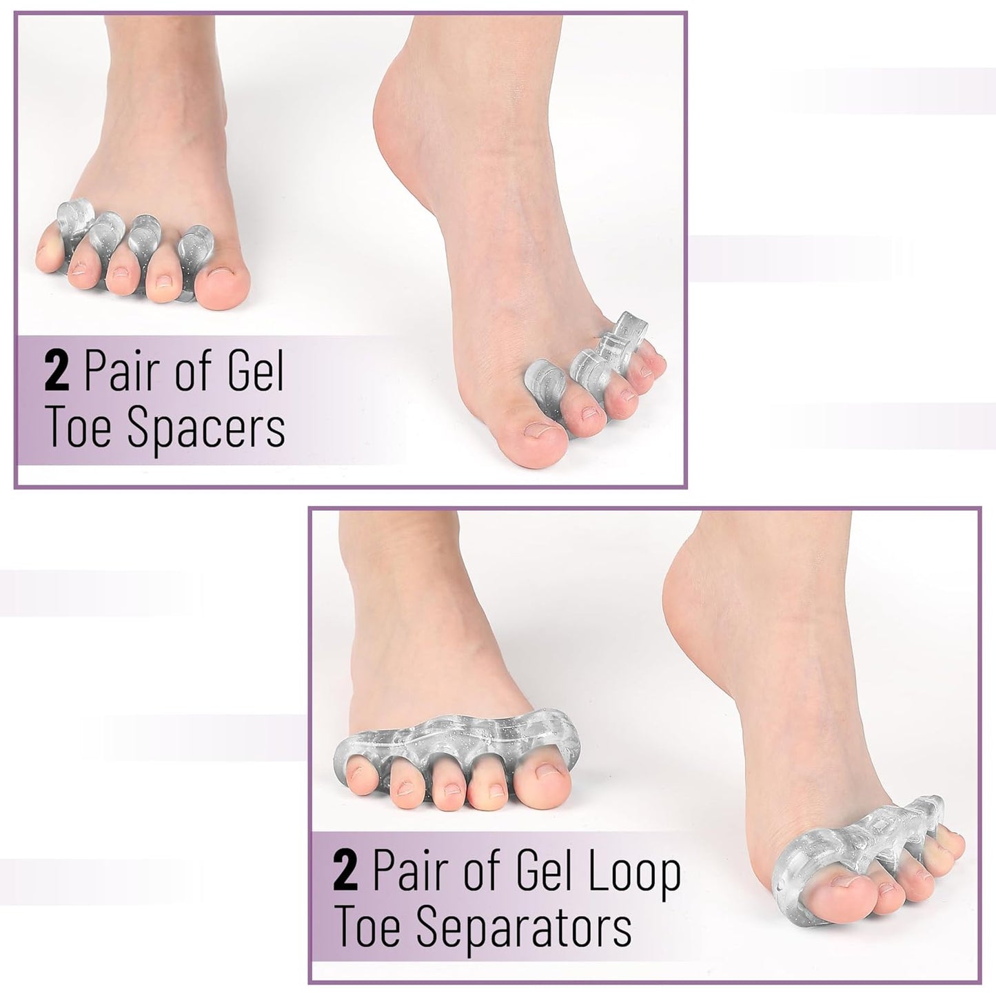 Dr. JK- ToePal Gel Toe Separator, 4 Pairs, Toe Spacers, Bunion Corrector, Christmas Gifts