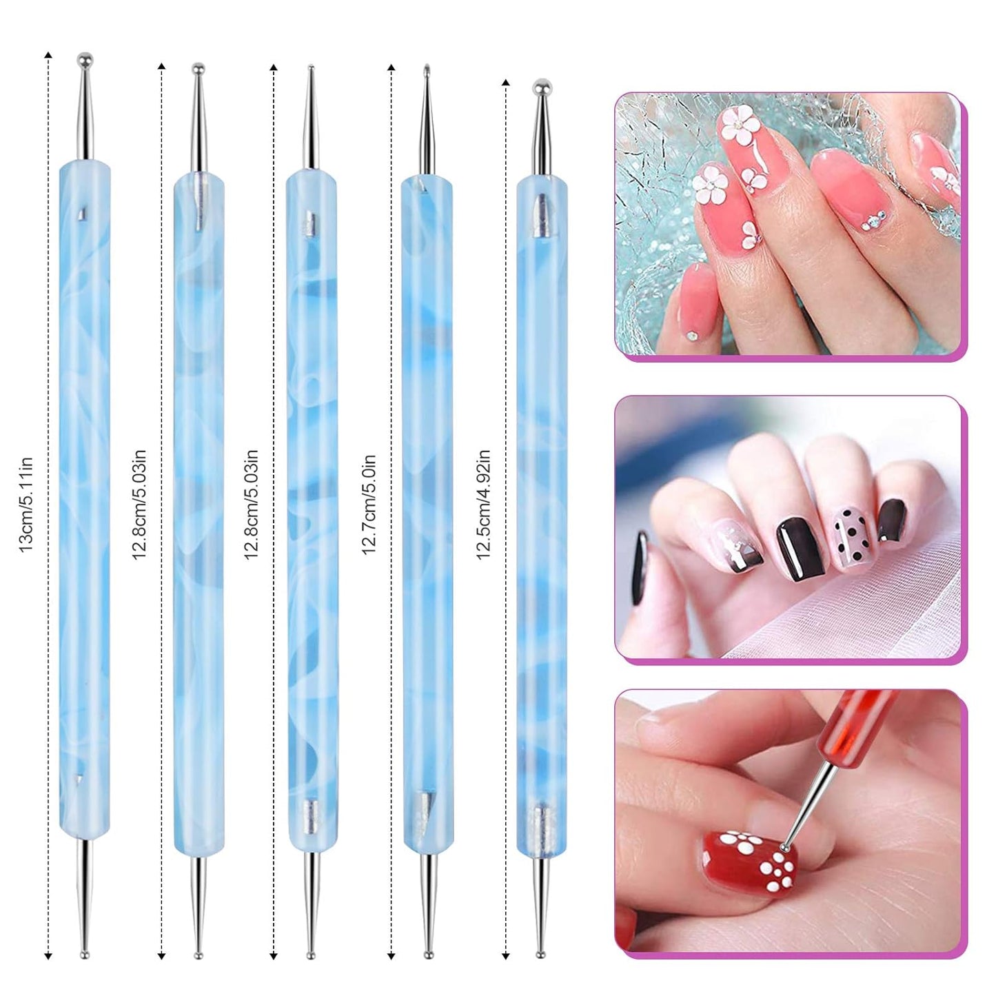TOROKOM 19Pcs Nail Art Brushes Set, Nail Art Tool for Acrylic Application, Incl Nail Dotting Pens, Nail Dust Brush, Extension Gel Brush for Home Use and Professional Nail Salon