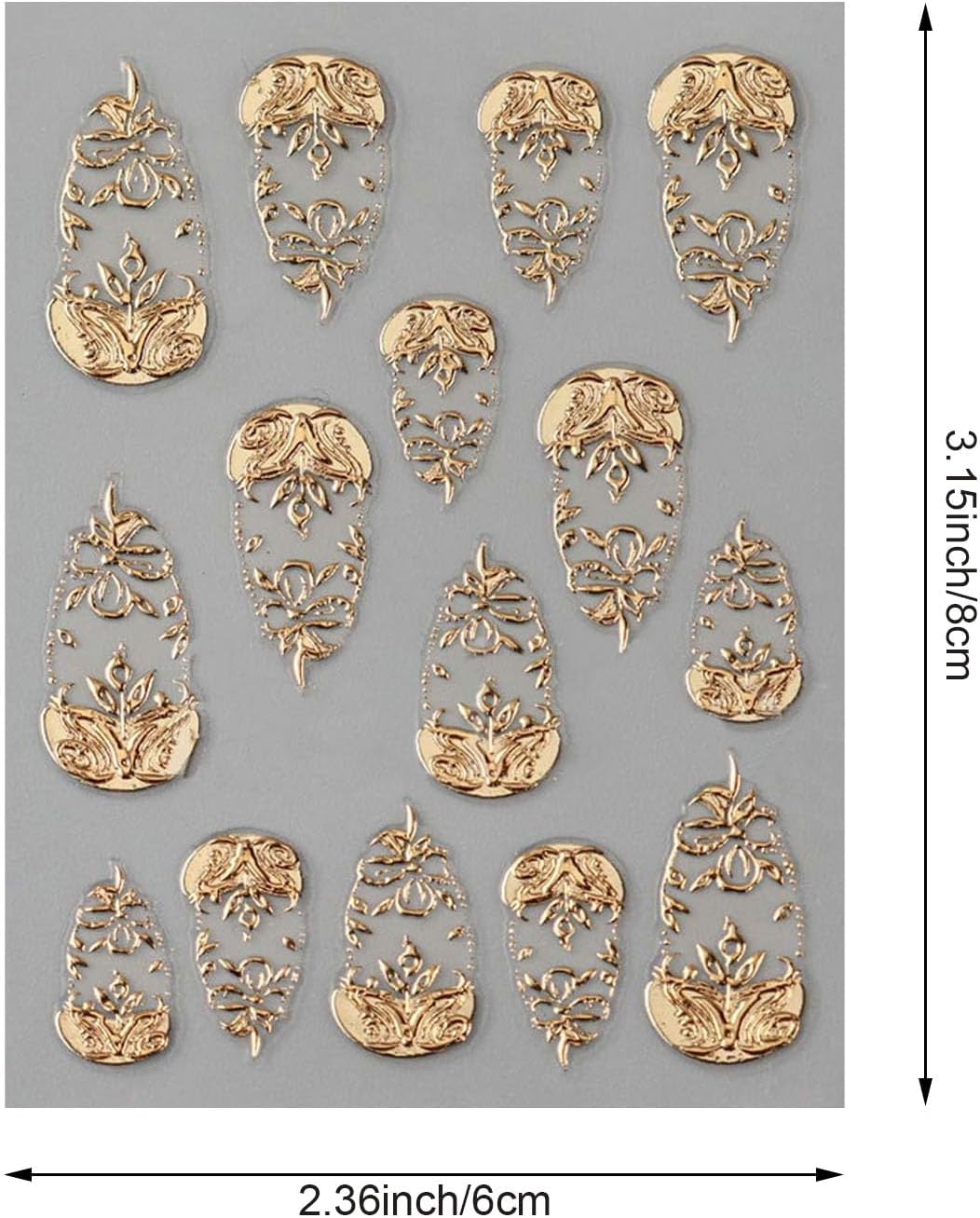 4 Sheets Gold Flower Nail Art Stickers, 5D Embossed Acrylic Decals French Carving Floral Heart Tree Self-Adhesive Nail Art Supplies for Women Girls Designs DIY Manicure Decoration