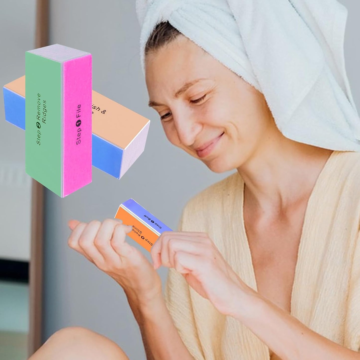 SKYPIA 4 Way Nail Buffer Block Nail Files and Buffers, Smooth & Buff & Shine Professional Nail Files (4 Counts)