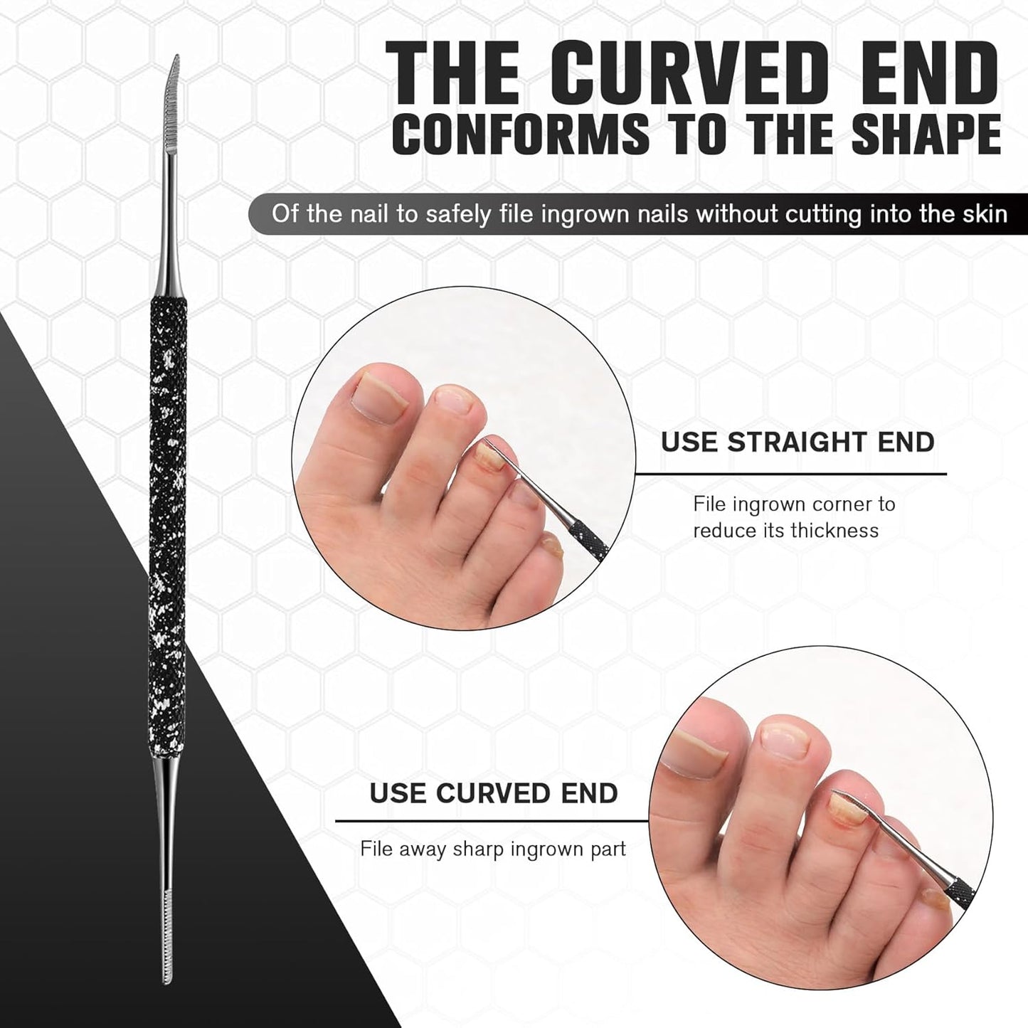 FERYES Ingrown Toenail Tools,Toenail Lifter and Toenail File Set for Ingrown Toenails Treatment - Surgical Grade Stainless Steel Under Nail Cleaner Pedicure Tools - W/Tin Storage Box