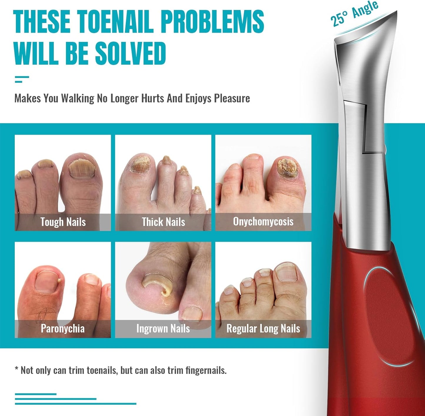 Toenail Clippers for Thick Nails for Seniors - Heavy Duty Toe Nail Clippers for Men & Elderly with Thick Toenails, Professional Nail Clippers with Long Handle for Inflexible Joints, Sharp Curved Blade
