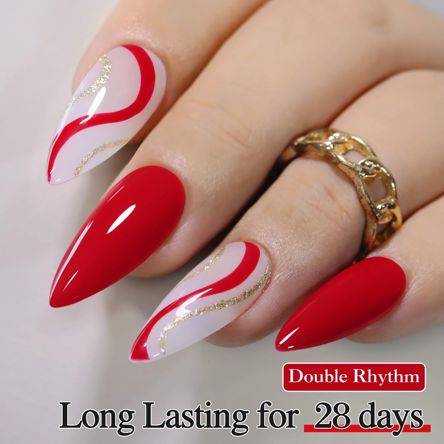Double Rhythm 15ML Gel Nail Polish Pure Sheer Same Color Same Bottle Soak Off Gel Polish Art Manicure Salon DIY at Home for Women (Red Coral-A1451)