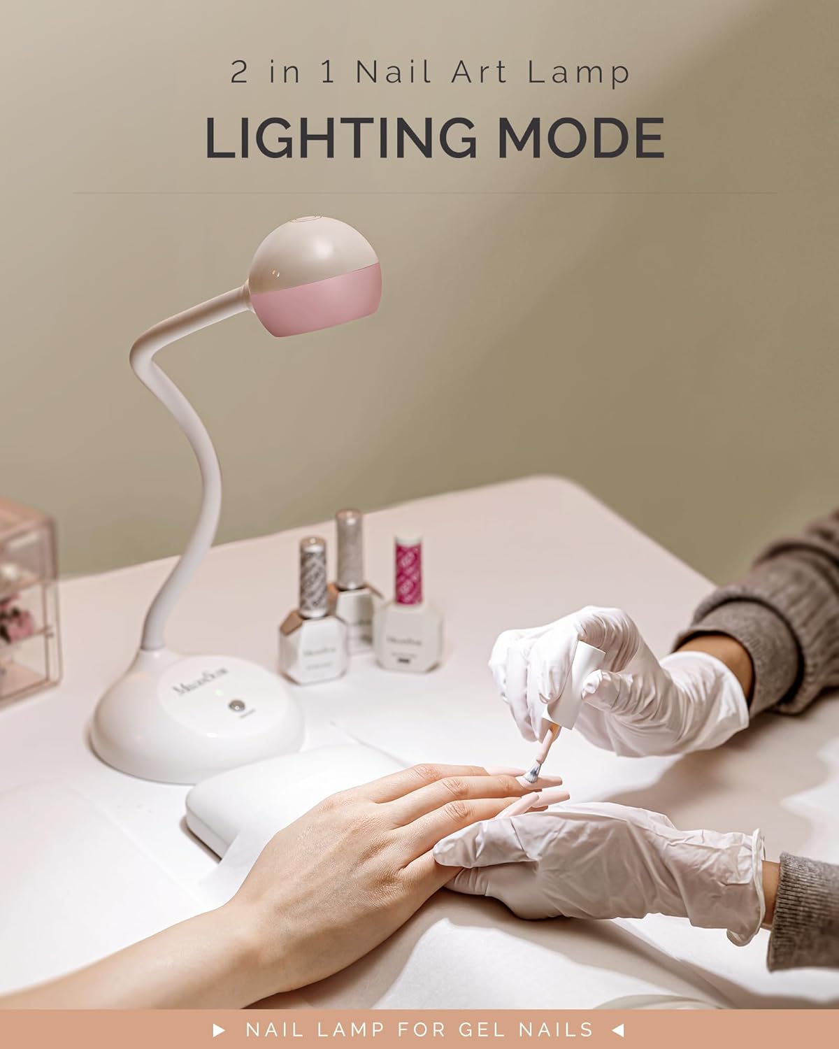 MelodySusie 2 in 1 Professional Nail Desk Lamp and Flash Cure UV Nail Lamp for Nail Art Fill Light&Curing,Cordless Gooseneck UV Light for Gel x Nails with 2 Timers, Rechargeable, Salon Use