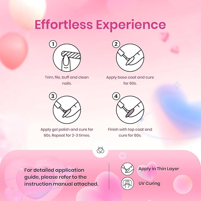Beetles Pink Gel Nail Polish, 6 Colors Hot Pink Glitter Bright Jelly Gel Polish Soak off Uv LED Cured Nail Art Design Salon Home DIY Manicure Gifts for Women