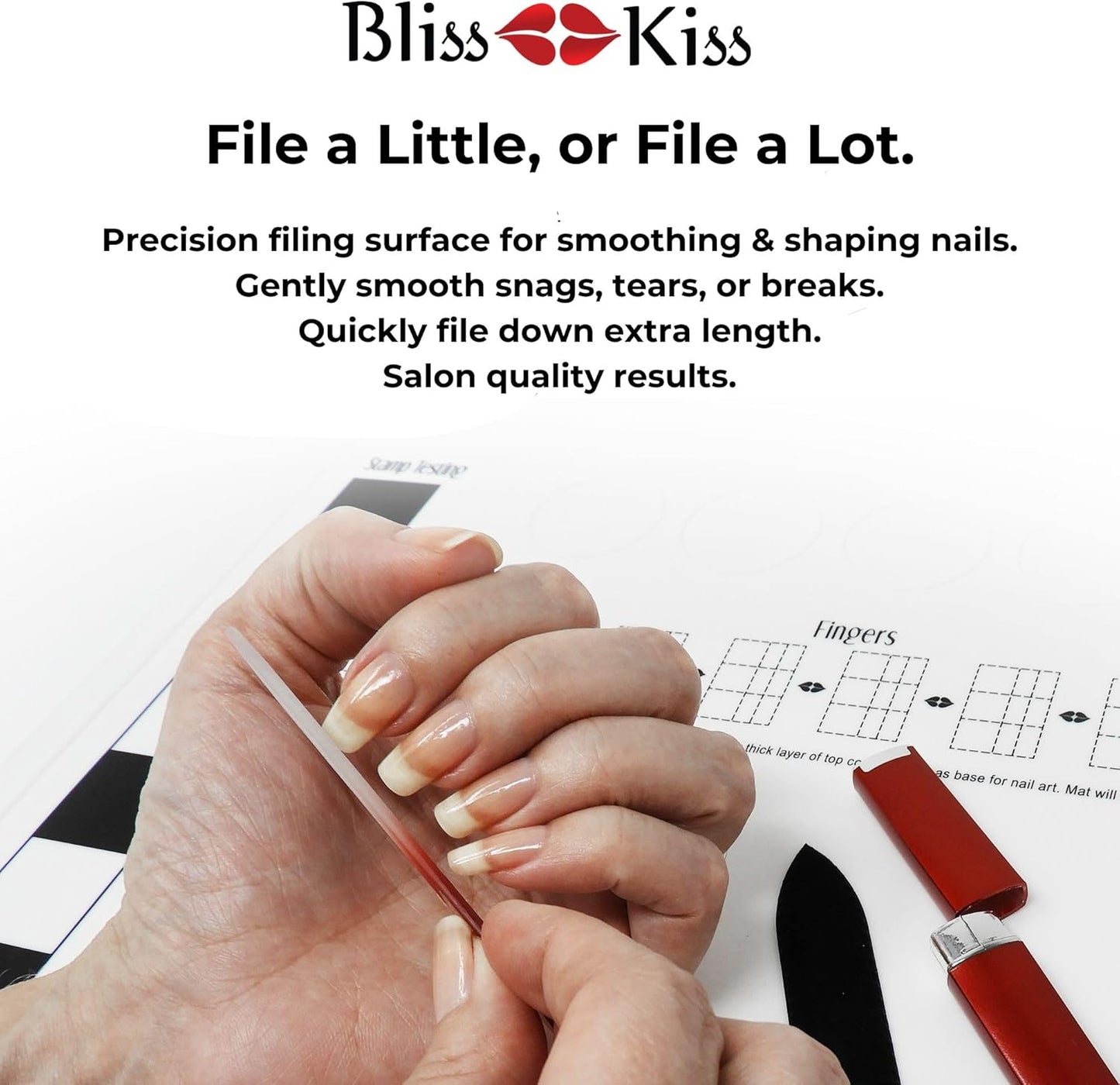 Bliss Kiss Simply Czech Crystal Glass Nail File case and Sleeve | Small File Gentle for Natural Nails, Durable Manicure Tool, Perfect for Travel, Emery Boards Alternative