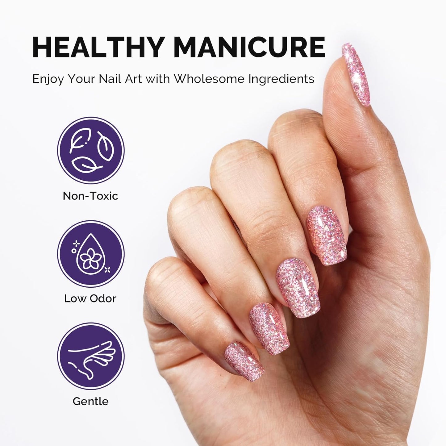 MelodySusie Galaliver Glitter Gel Nail Polish, 15ML Sparkly Shimmer Gel Polish Soak Off UV LED Cured Long Lasting Gift for Women DIY Nail Design Nail Art Manicure Sweet Pink X12