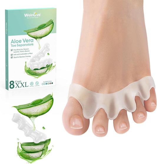 Welnove Toe Separators - 8 Pcs Toe Spacers for Women and Men - Restoring Toes to Their Original Shape - Silicone Toe Spreaders for Yoga Practice - Extra Large