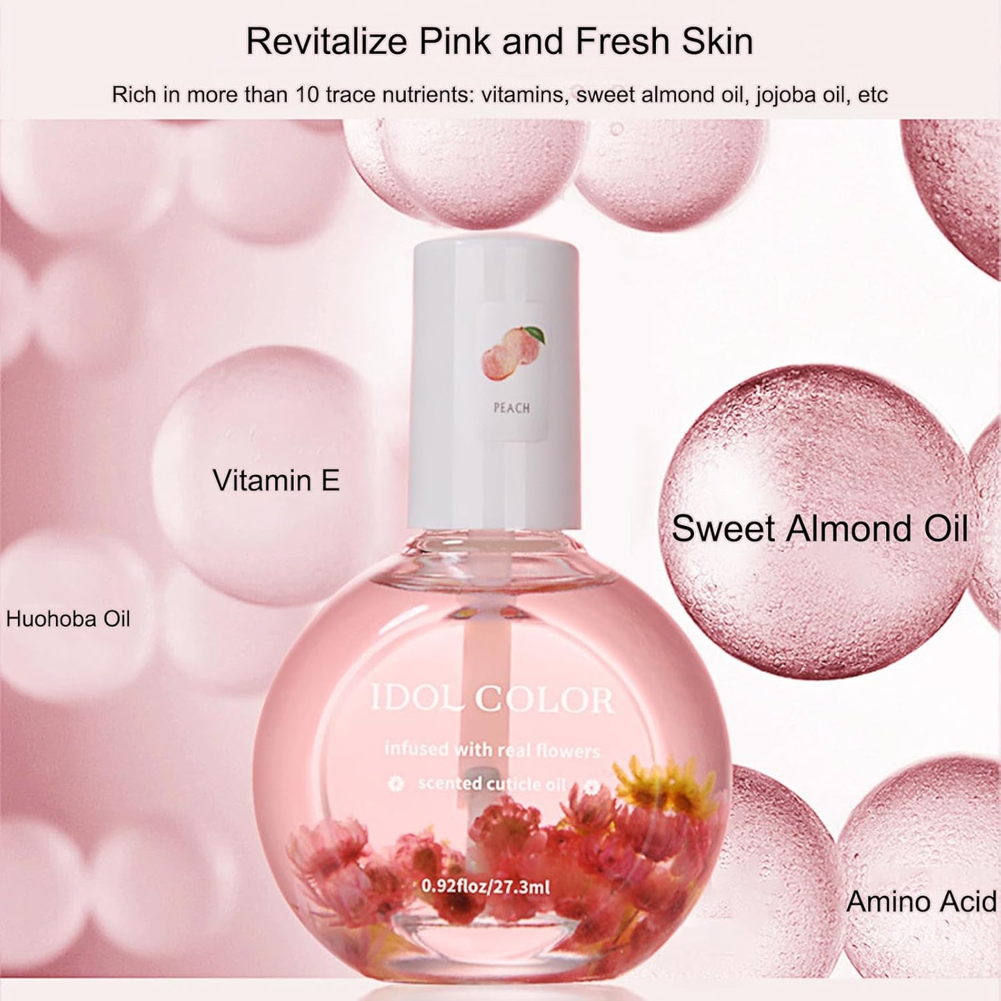 Flowery Scented Cuticle Oil, Infused with Real Flowers, Cuticle Revitalize Oil, Nail Oils For Growth And Strength, Cuticle Remover - Nail Strengthener - Cuticle Softener (0.92 fl.oz, ORANGE)