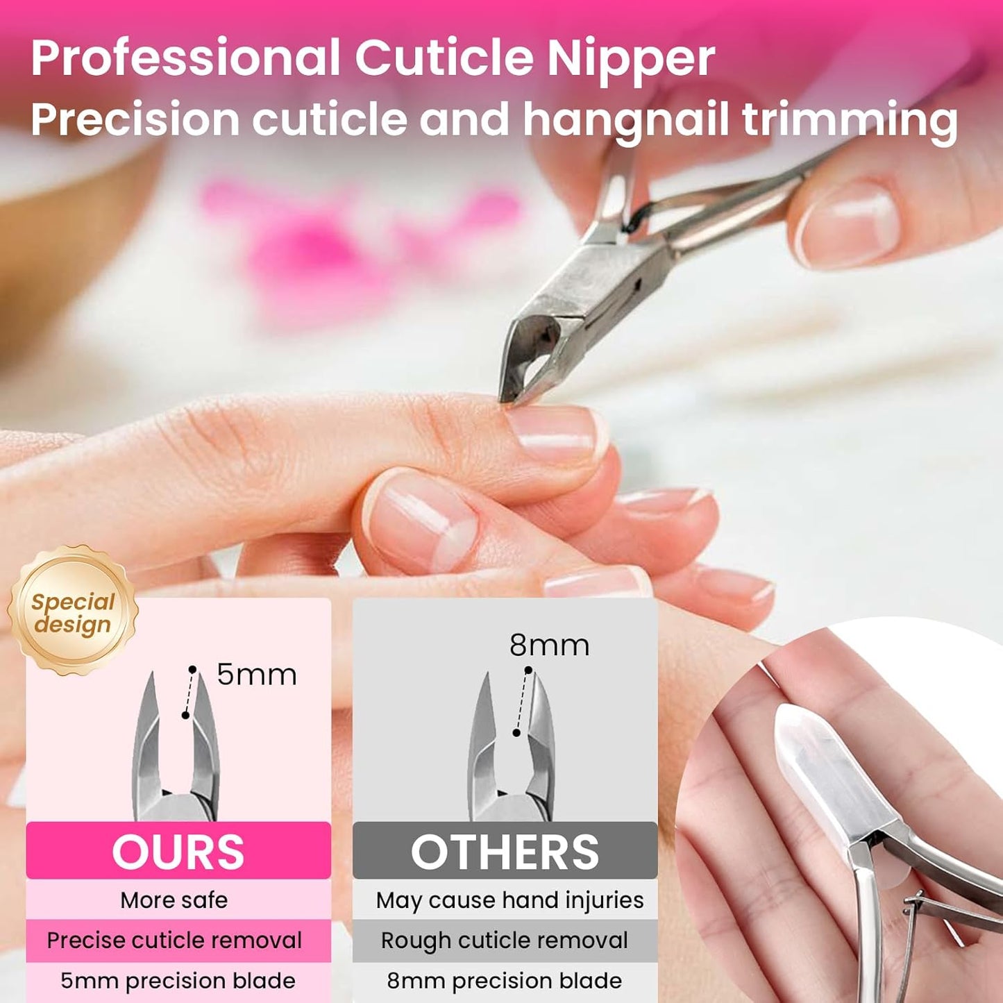 Nail Prep Care Kit with Buffers and Files, Cuticle Nipper Clipper, Ingrown Toenail Corrector, Cuticle Pusher, Cuticle Peeler, Nail Lifter, Dust Brush, Manicure Pedicure Kit Salon Home