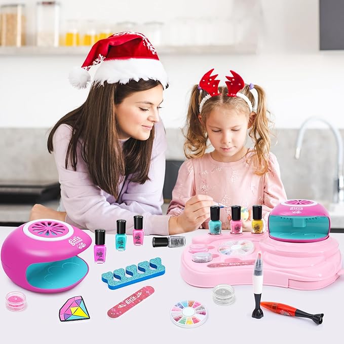 Kids Nail Polish Set for Girls - Girl Toys 8-10 - Nail Art Kit for Kids Ages 7-12, Non toxic Nail Polish Kids Nail Kit Girl Stuff for Spa Manicures, Idea Birthday Gift for Girls 8 9 10 12