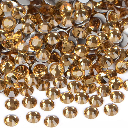 1440PCS Art Nail Rhinestones Non Hotfix Glue Fix Round Crystals Glass Flatback for DIY Jewelry Making with one Picking Pen (ss12 1440pcs, Lt. Topaz)