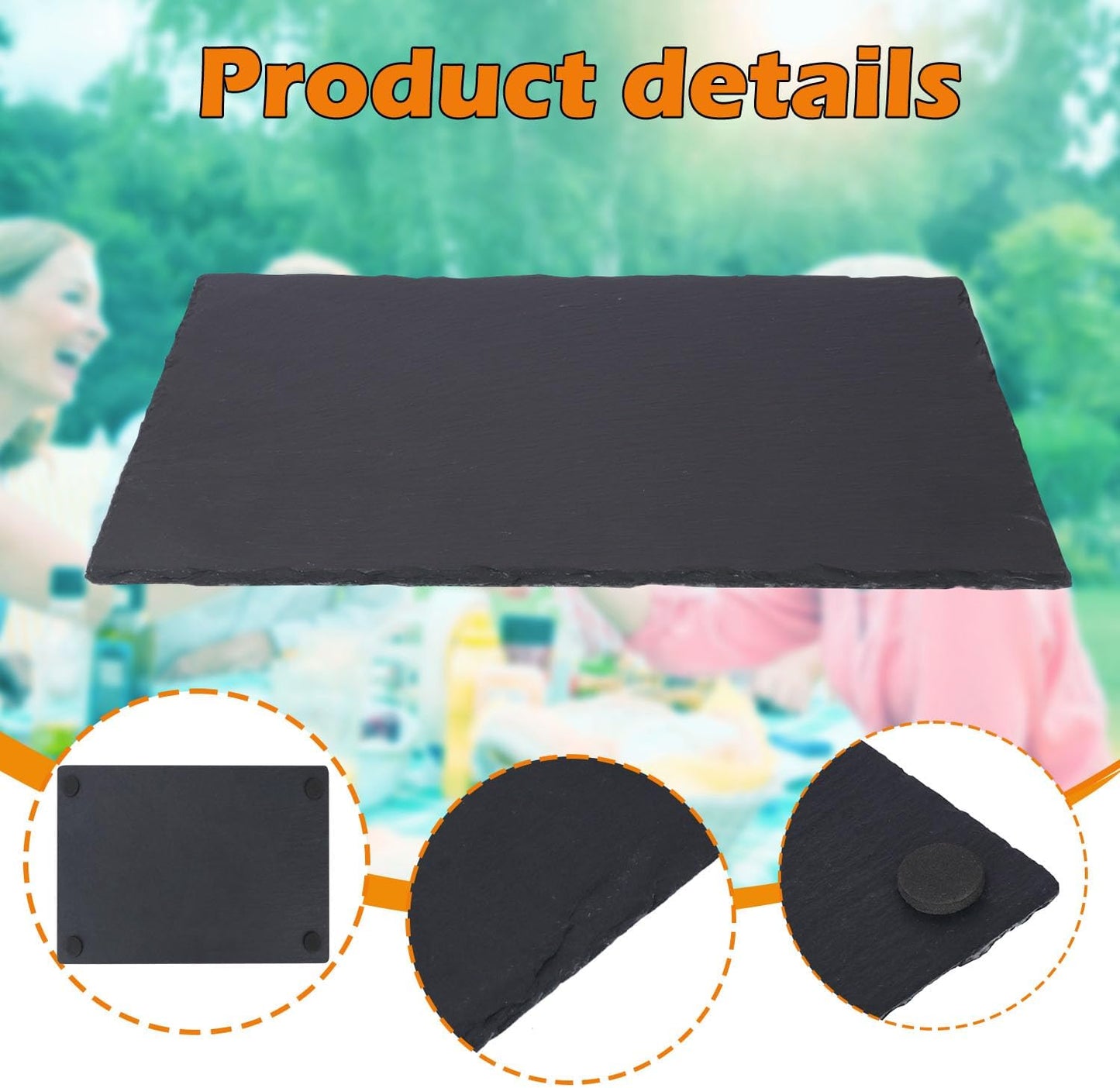 3 Pack 12 x 16 Inch Slate Cheese Boards, Black Square Slate Charcuterie Boards, Natural Charcuterie Stone Plates for Parties, Gifts, and Special Events, Cheese, Sushi, Food.