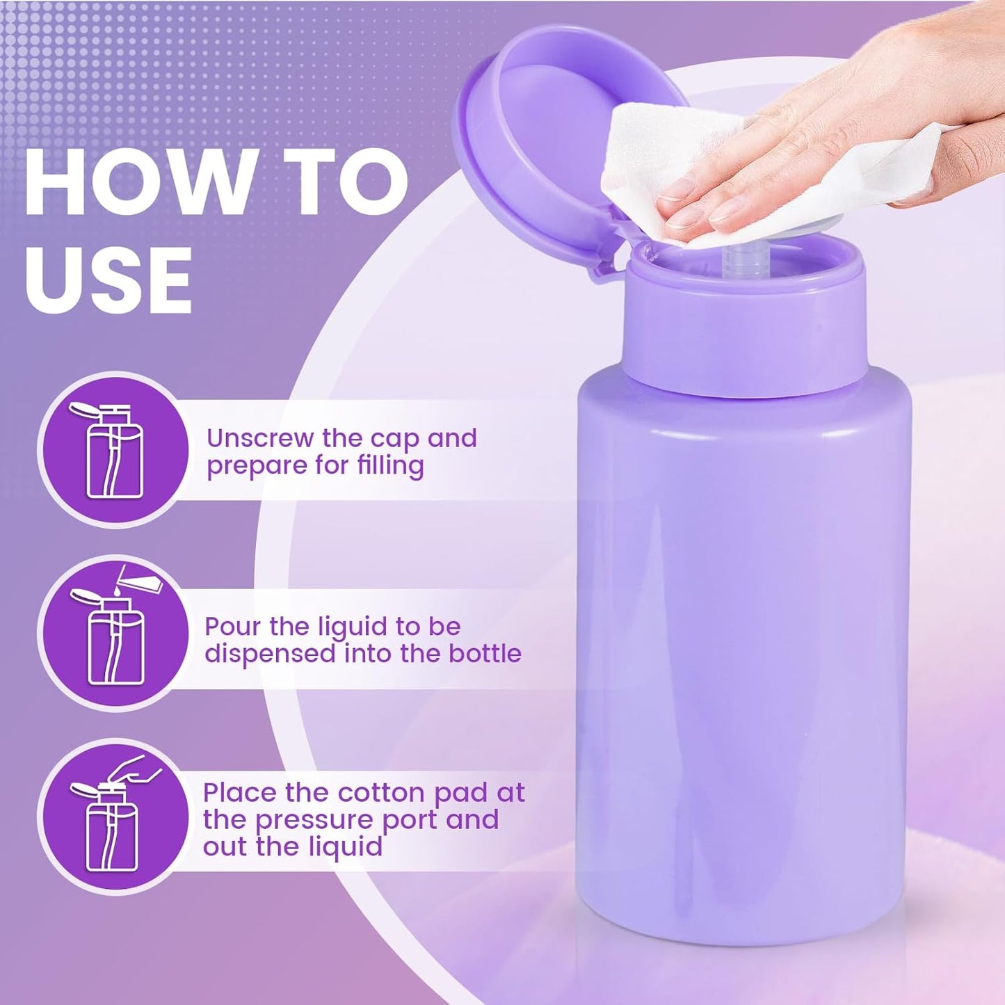 Push Down Pump Dispenser Bottles: Refillable Liquid Containers for Alcohol, Nail Polish Makeup Remover, Salon, Hospital, Travel Use