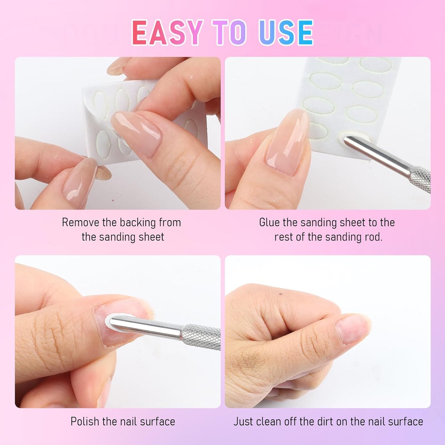 Pre-Treatment Cuticle Pusher, Dual Ended Cuticle Remover Russian Prep Nail Pushers with 100/180 Grit Sandpaper Sheets, Nail Care for Manicure Pedicure Nail Art and Foot Salon Home