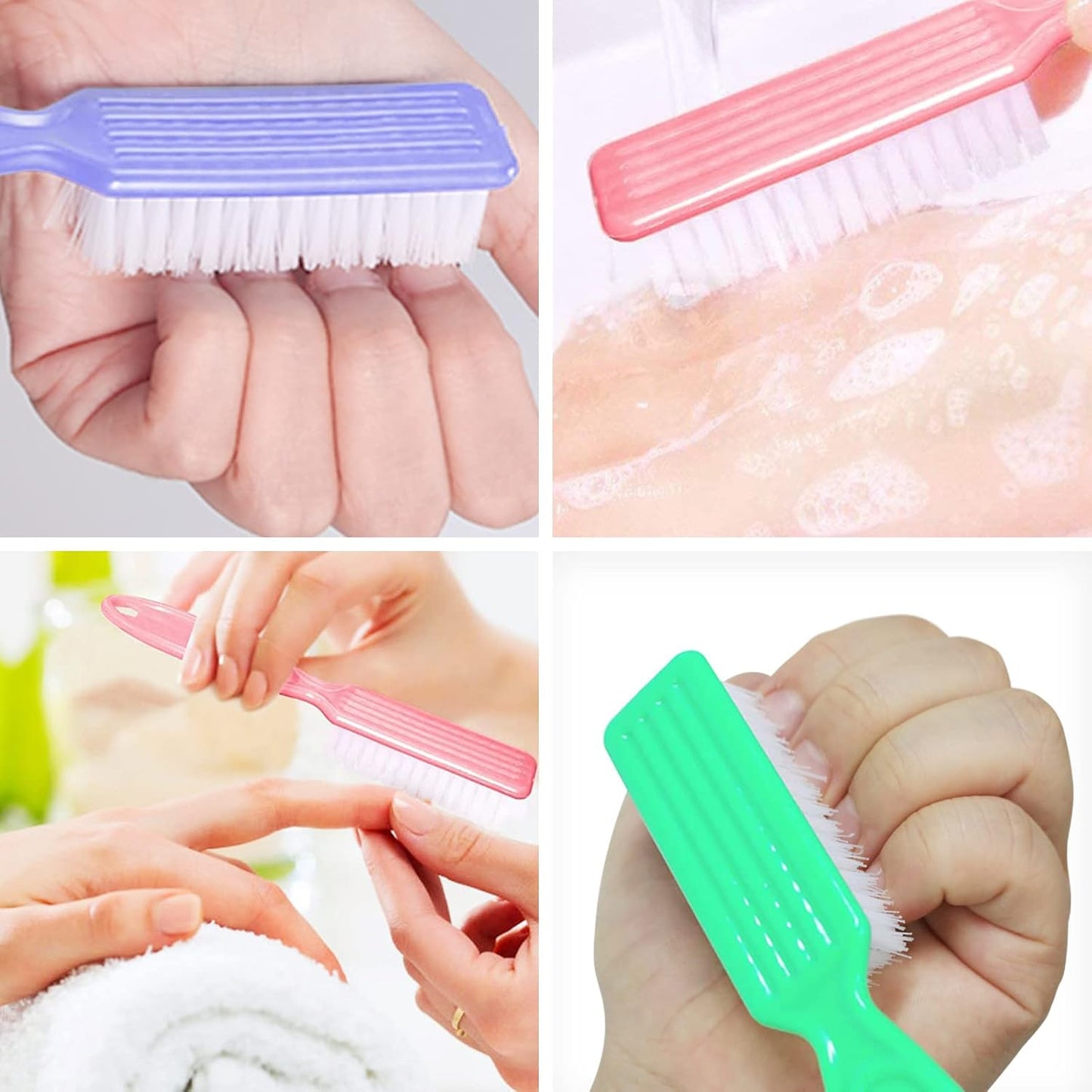 HOFASON 20Pcs Handle Grip Nail Brush, Hand Fingernail Cleaner Brush Manicure Tools Scrub Cleaning Brushes Kit for Toes and Nails Women Men(Random Colors)