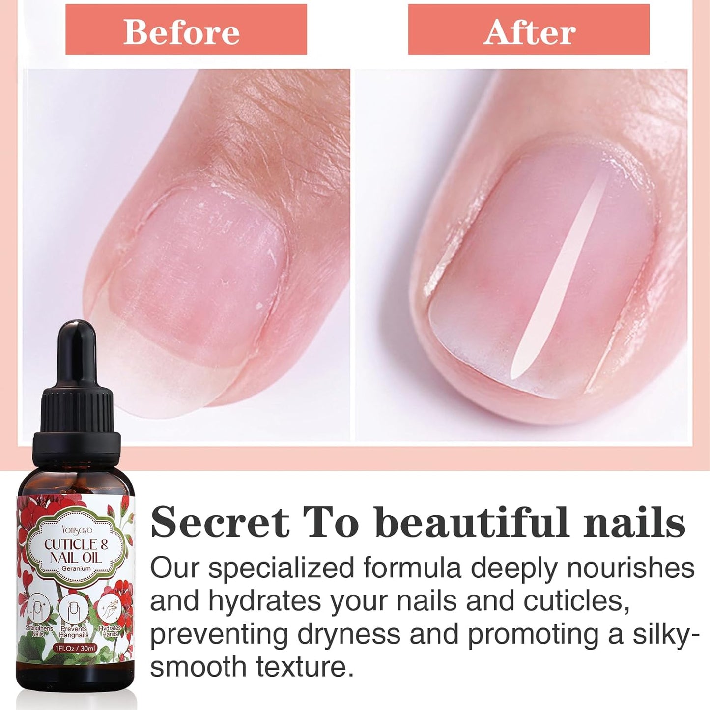 3 PCS Geranium Cuticle Oil for Nails Care, Healthier-Looking Nails, Soften Cuticles, Strengthen Nails, Hydrating Hand Oil