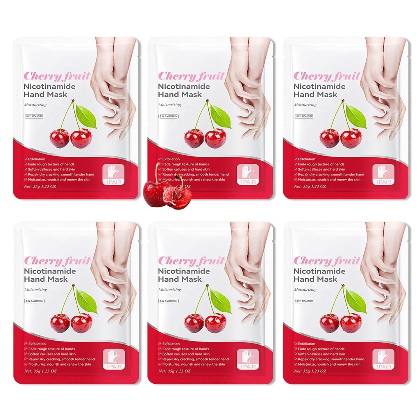 6 Pairs Hand Mask for Dry Cracked Hands,Nourishing Moisturizing Gloves,Hands Moisturizer for Deep Moisturizing,Silky Smooth Moisturizing Gloves,Hand Care Mask Set(K)