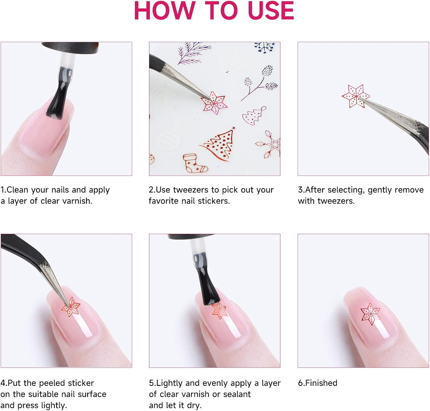 WSYUB Nail Stickers, 24 Stickers for Nails Art, Self Adhesive Nail Art Sticker Decals, Nail Supplies kit Large Sheets