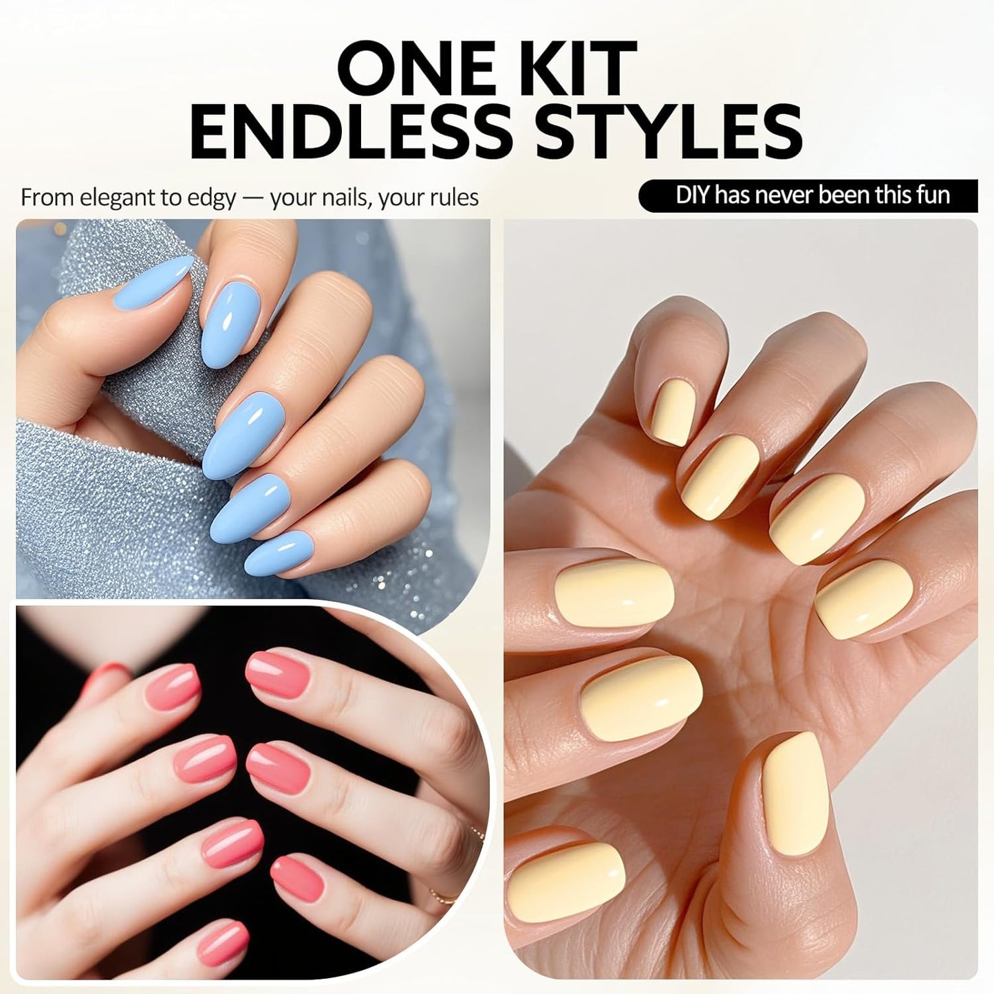 VENALISA Gel Nail Polish Set, 5 Colors 10ML Gel Polish Kit Pastel Yellow Blue Green Pink Color Soak Off Salon Manicure DIY at Home Nail Art For Girls Women