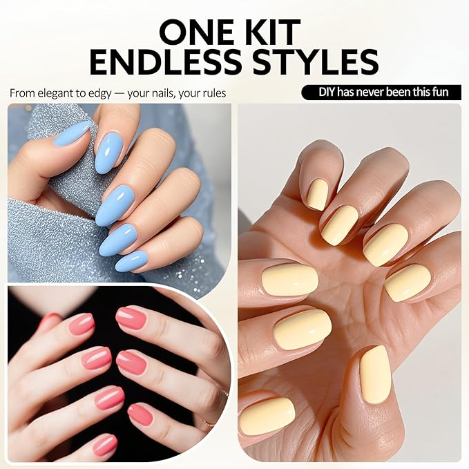 VENALISA 10 ML Gel Nail Polish Set, 5 Pcs Pink Yellow Blue Gel Polish Color High Gloss Soak Off U V Nail Manicure Salon DIY